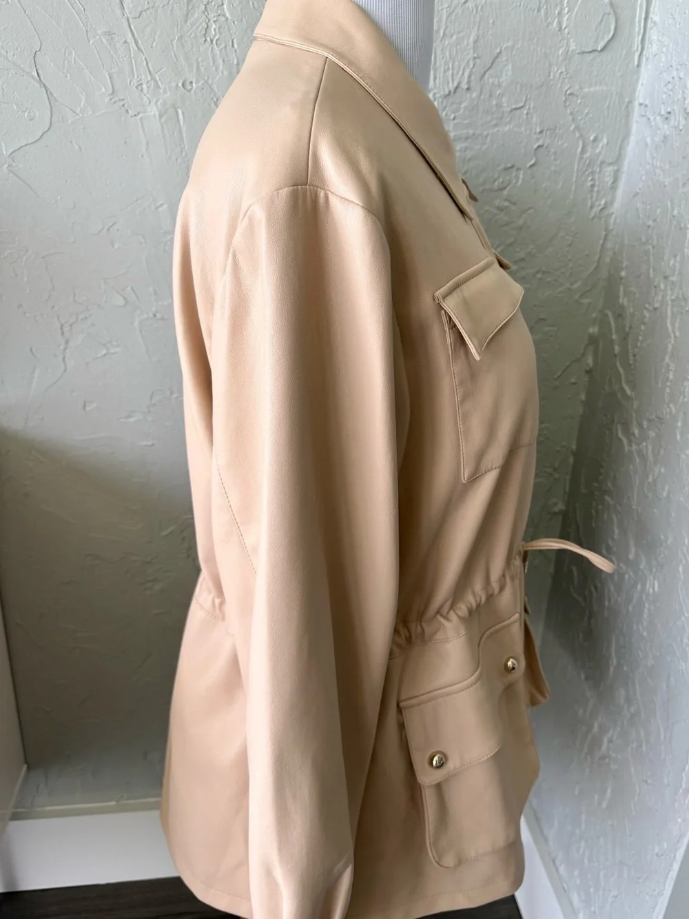 Elie Tahari Beige Women's Drawstring Utility Jacket